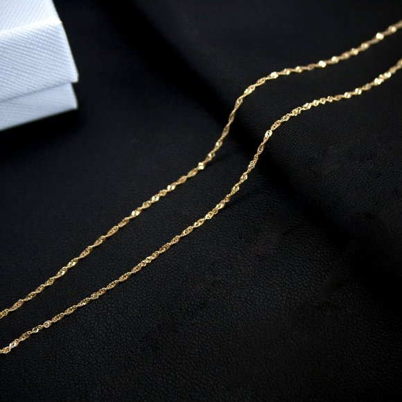 14K Real Solid Yellow Gold Singapore Rope Chain Fine Gold Necklace Stamped 14K - Picture 3 of 3